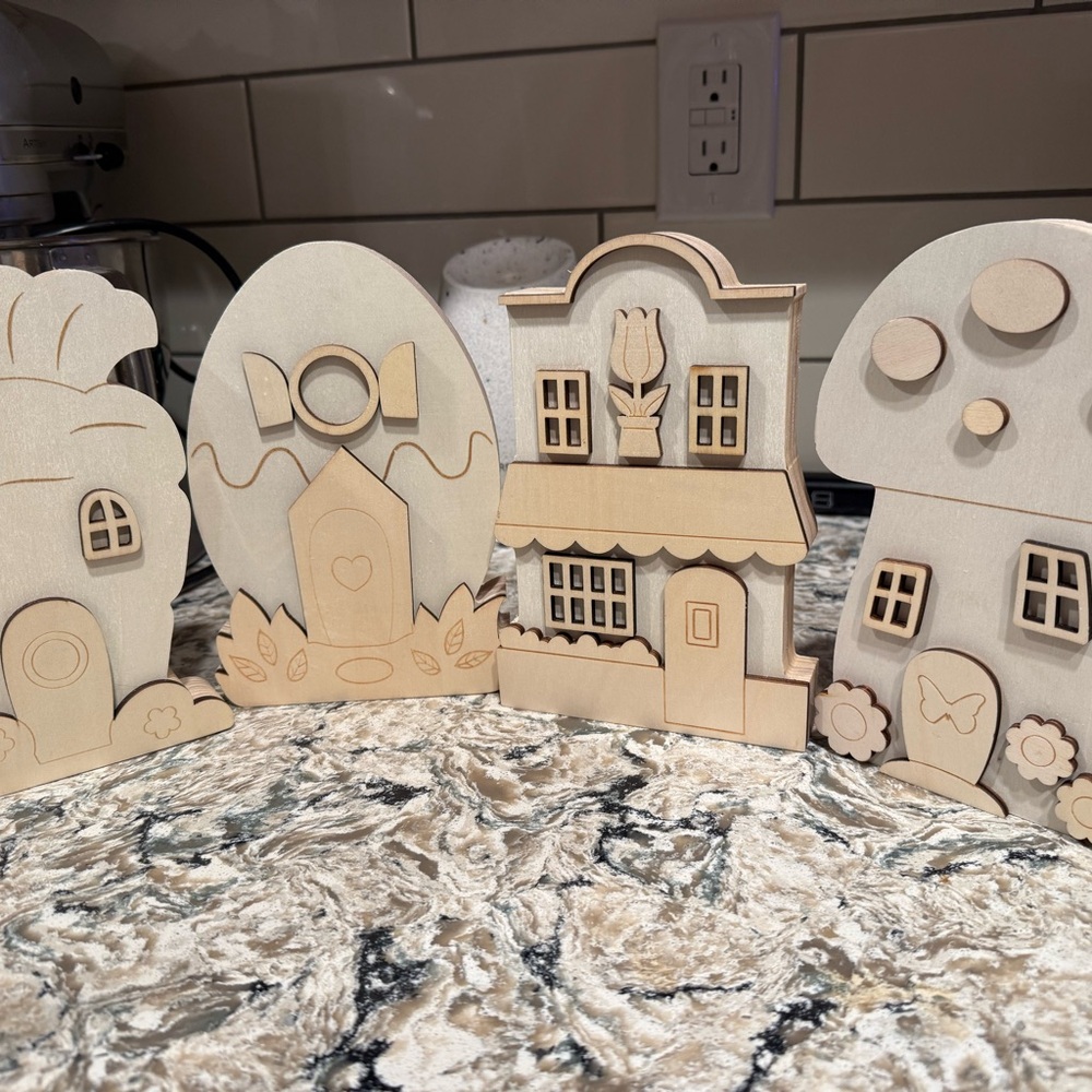 Wooden Fairy or Easter House Decor Set